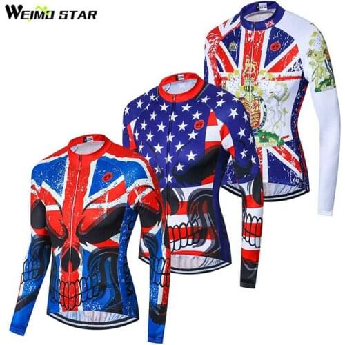 USA Style Weimostar Men Long Sleeve Cycling Jersey MTB Bike Bicycle cycling clothing Breathable MTB Jersey Cycling Clothing