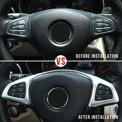 Car-Styling Newest ABS Chrome Steering Wheel Decoration Frame Trim For Mercedes Benz C GLC E Class W213 W205 2016 2017