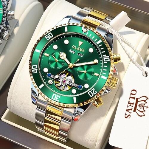 OLEVS Top Brand New Stainless Steel Mechanical Watch Automatic Watch Luxury 30ATM Waterproof Sports Men Watch