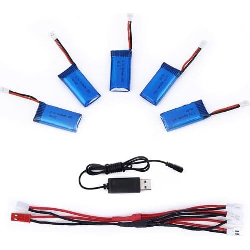 EBOYU(TM) 5pcs x 3.7V 500mAh 25C Lipo Battery w/ 2-5 USB Charger for Syma X5C Hubsan UDI 816A RC Quadcopter