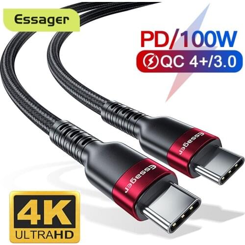 Essager USB 3.1 Type C to USB C Cable For Macbook Pro PD 100W Quick Charge 4.0 3.0 Fast Charger Cable For Xiaomi mi 10 Samsung