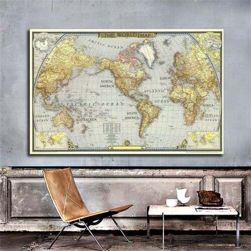 Globe World Map 1943 150*100cm No Frame Atlas Poster World Map Wall Sticker Decoration for Home Office School Supplies