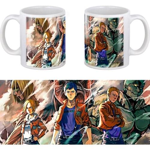 2021 Attack on Titan Coffee Mug 11oz Anime White Ceramic Milk Cup Kids Friends Birthday Gift Travel Tea Cups and Mugs