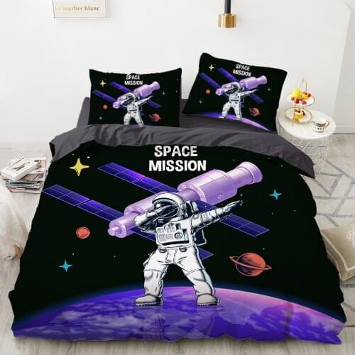 Cartoon Childrens Bedding set for kids baby girls Duvet cover set pillow case Bed linens Quilt cover 135 140x200 Space mission