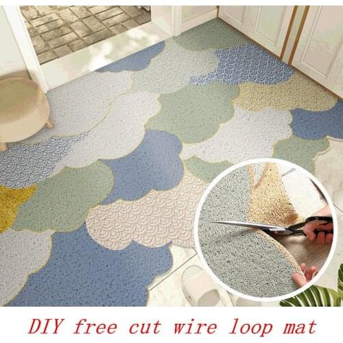 Entrance door mat free cut DIY PVC plastic wire loop carpet customize waterproof bathroom non-slip rug living room floor mat