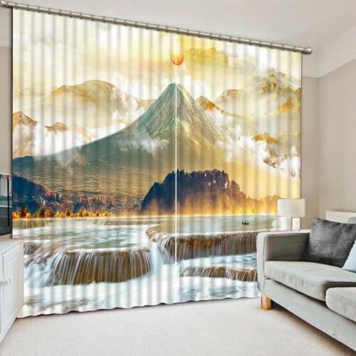 Beautiful bedroom curtains 3d curtains Sunrise snow mountain scenery art curtains home bedroom decoration