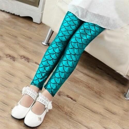Spring Autumn Girls Leggings Mermaid Leggings Girls Pants Kids Girl Colorful Shiny Scale Pants Slim Trousers Childrens Leggings