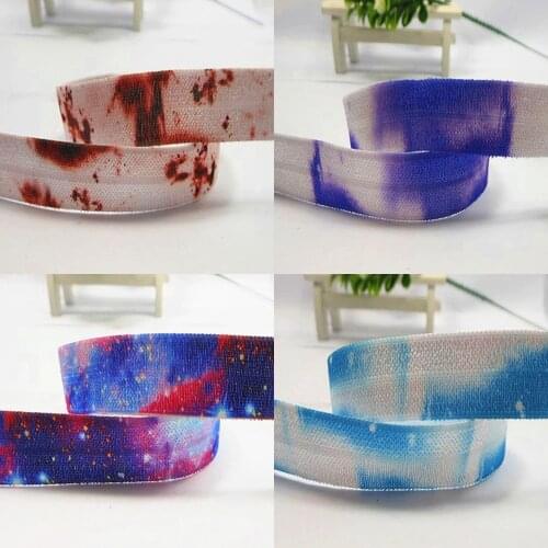 5/8"16mm Gradient Printing Elastic Band For Hair Band Flower Ribbon 50 Yards/Roll