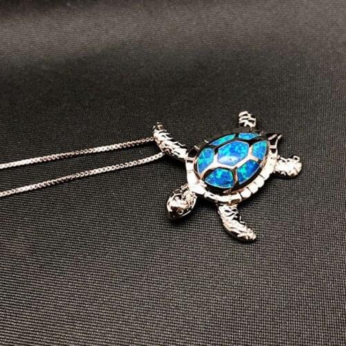 Fashion Animal Turtle Necklace & Pendants Bright Colors Blue Opal Tortoise Necklaces For Women Sea Jewelry Christmas Gifts