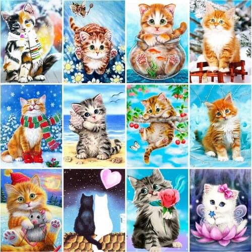 MomoArt 5D DIY Diamond Painting Cat Full Square Round Diamond Embroidery Animal Rhinestone Art Mosaic Sale Home Decor Gift