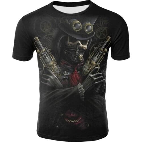 3D skull print T-shirt mens breathable streetwear stitching size XXS-6XL summer fashion 2021
