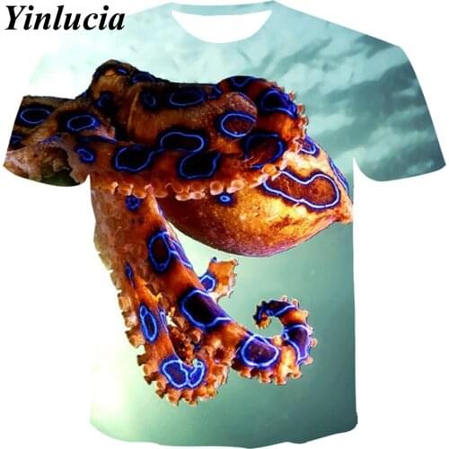 New Men T-shirt Personality King Squid Printed Tee Horror Gothic 3D Printing T Shirt Photo Pimulation Pattern Street Goth