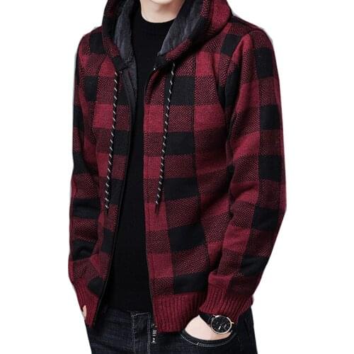 Mens Hooded Fleece Sweater Thicken Warm Zipper Cardigan Fleece Coat Fall Winter New Japan and South Korea 2021