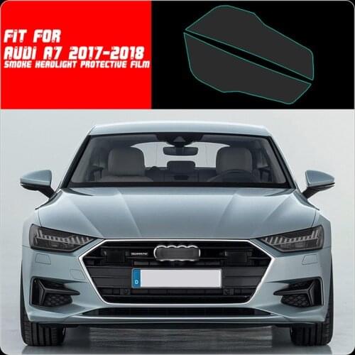 New Car LH+RH Smoke TPU Headlights Protective Precut Film Sticker Cover Trim Fit For Audi A7 2017-2018