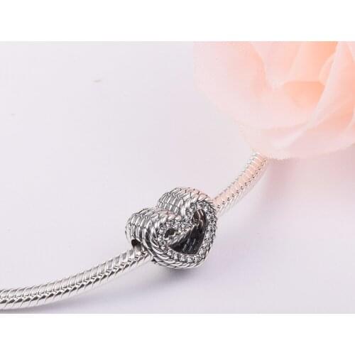 Fits for Pandora Charms Bracelets Snake Chain Pattern Open Heart Beads 100% 925 Sterling Silver Jewelry Free Shipping