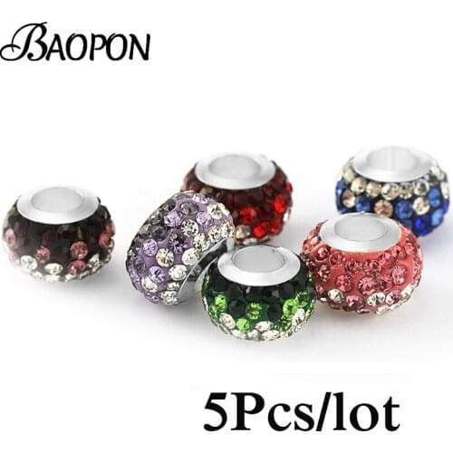 2Pcs/Lot Authentic Silver Color Full Diamon Crystal Charms Beads Fit DIY Original 3mm Bracelet Necklace For Women Men Jewelry