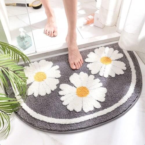 Semicircle Flower pattern bathroom Carpet Soft Plush Rug Sofa Floor Rug Non Slip Foot Mat Living Room Carpet Rug Bath Mat