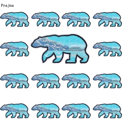 Prajna 10 PCS Polar bear Patches On Clothes Punk Badges Applique Iron On Embroiderd patches For Clothing Stickers Outdoor Patch