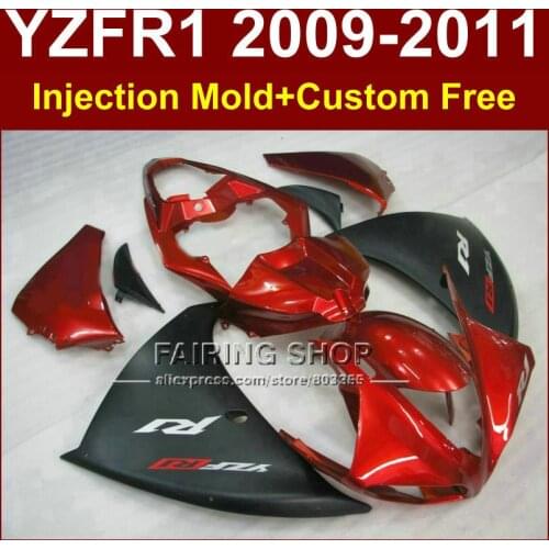 Injection mold Motorcycle parts for YAMAHA fairings YZF-R1 09 10 11 12 YZF R1 2009 2010 2011 red black bodywork YZF1000 +7Gifts