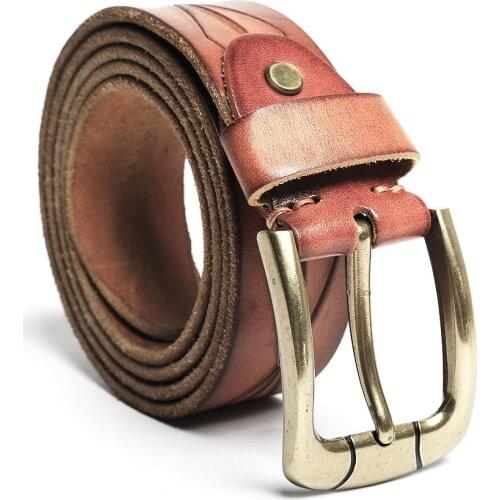 M365 Men Top Layer Leather Casual High Quality Belt Vintage Design Pin Buckle Genuine Leather Belts Male Waistband Cummerbund