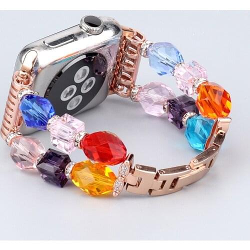 Crystal Jewelry Elastic watchband for Apple Watch 6 strap for iWatch SE wristband 5 4 3 2 1 42 38 40 44mm For women