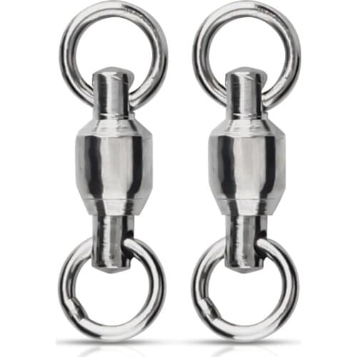 10/20/30pcs Ball Bearing Fishing Connector High Strength Rolling Swivel Stainless Steel Solid Ring Fishing Accessories