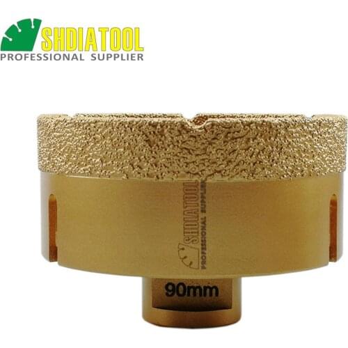 SHDIATOOL Diameter 90mm M14 Vacuum Brazed Diamond Drilling Core Bit 15MM Diamond Height Granite Marble Ceramic Hole Saw Drillbit