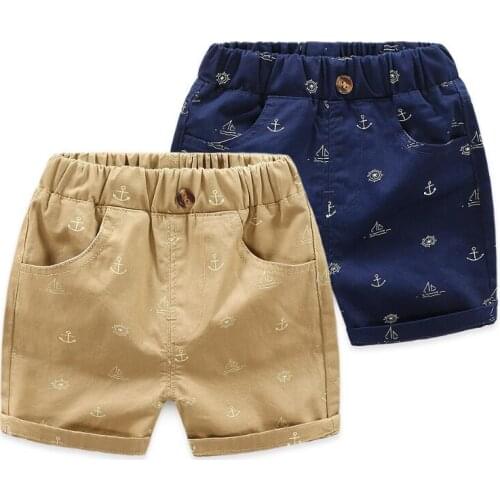 Summer Boys Active Children Cotton Elastic Waist Pants Toddler Kids Knee Length beach Pants Solid Color Baby Boys Clothes