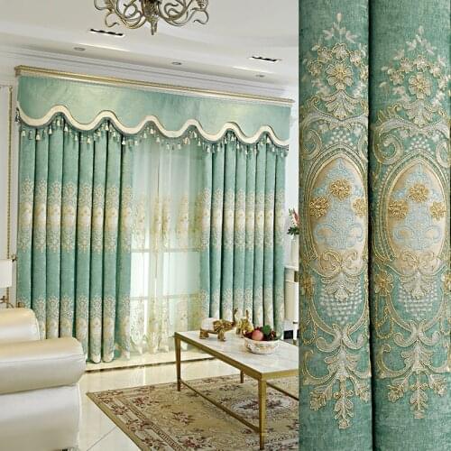 European Atmosphere Curtains for Living Dining RoomFloor-to-ceiling Luxury Balcony Bedroom Full Blackout Valance Curtains