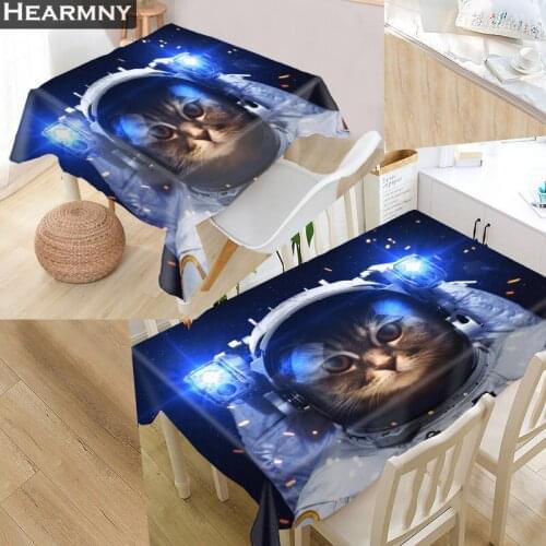 HEARMNY Fantasy Cat Tablecloth 3D Oxford Fabric Square/Rectangular Dust-proof Table Cover For Party Home Decor TV Covers