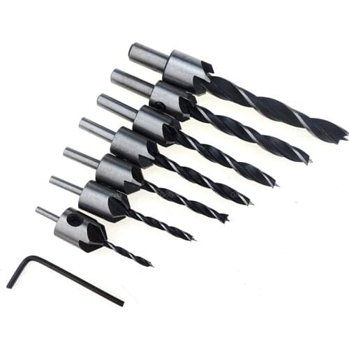 Countersink Drill Bit 3-10mm Flute Round Shank Adjustable Tapered Bits for Wood Hiding Screw Head Woodworking Drilling Tool