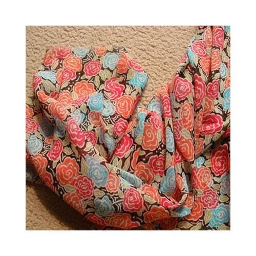 12mumi Printed fabric Georgette Garment fabric Mulberry silk cloth BH7136 0.5m