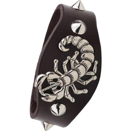 Vintage Gothic Rock Punk Scorpion Leather Bracelets Men Women Scorpions Bracelet Gift