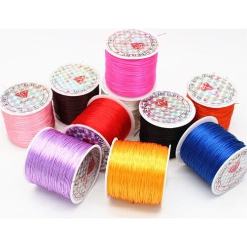 50meters Bright Colorful Flat Elasticity Cords 1mm Handmade Bracelet Beading Thread Flexiable Spring Rope DIY Jewelry Findings