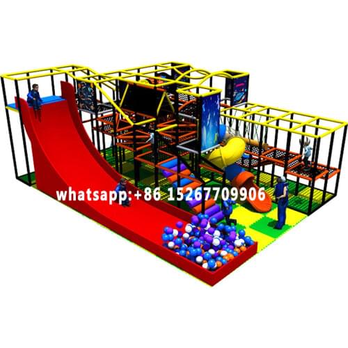 Customized amusement indoor playground fun city play center with crazy slides rope climbing series YLW-IN180810