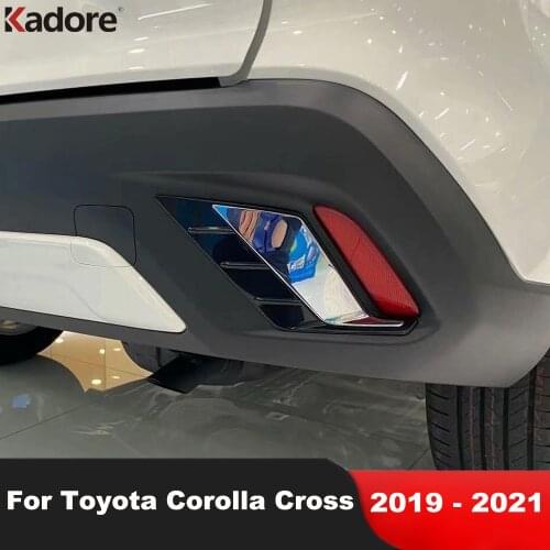 Rear Foglight Eyebrow Cover Trim For Toyota Corolla Cross 2019 2020 2021 ABS Chrome Fog Lamp Strip Car Styling Accessories 2pcs