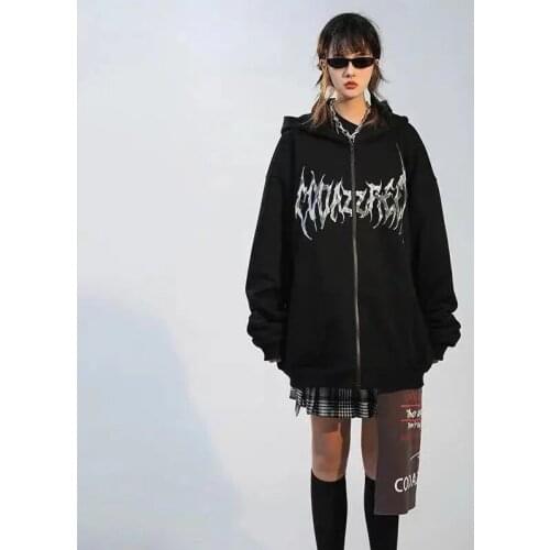 Dropshipping 2021 New Women Gothic Hoodies E-girls Darkness Clothes Long Sleeves Y2k Oversized Sweatshirt