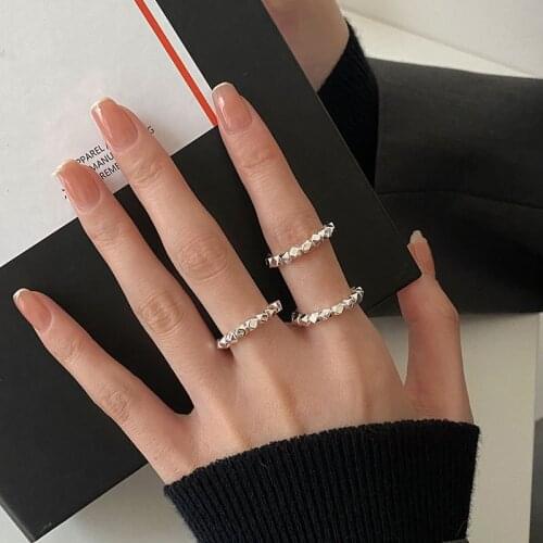 Real 925 Sterling Silver Geometric Square Rings For Woman Birthday Gift Accessories,Adjustable Womans Rings Finger Fine Jewelry