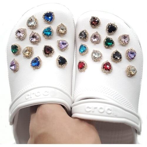 1pc Colorful Diamond Crystal Shoe Charms Buckles PVC For Garden Sandals Shoe Accessories Croc Jibz Girl Decoration Birthday Gift
