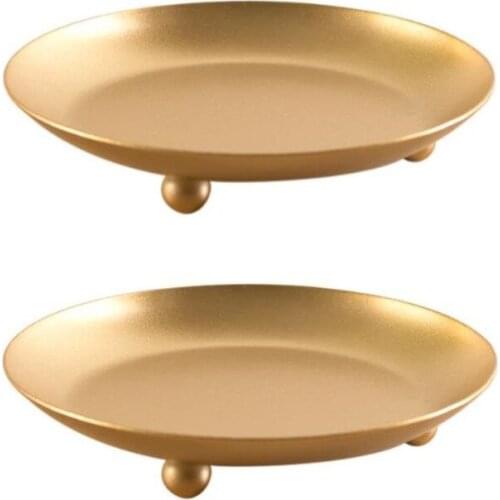 2PCS Gold Black Metal Bowl Candle Holder Iron Candlesticks Holder Column Ball Candle Stand Tea Light Wedding Decoration