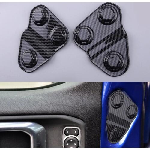 2Pcs Car Door Screw Protector Cover Trim Carbon Fiber Texture Black ABS Fit for Jeep Wrangler JL JLU JT 2018 2019 2020 2021