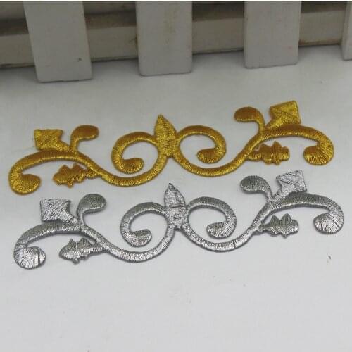 Gold And Silver Cosplay Trims 20 Pieces Iron On Dress Costumes Embroidery Patches 11-2.5cm