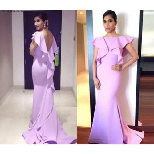 2019 Cheap Bateau Short Sleeves Prom Dress Arabic Backless Formal Holiday Wear Party Gown Custom Made Plus Size