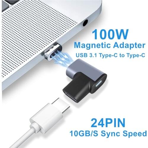 24-Pin Magnetic Type C Adapter For Macbook 3.1 Magnet Data Converter Sync 4K HD Video Output Anti-Drop Prevent Automatic Fall