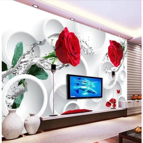 Beibehang Wallpaper Custom Living Room Bedroom Rose Flower 3D Mural TV Background Wall Home Decor papel de parede