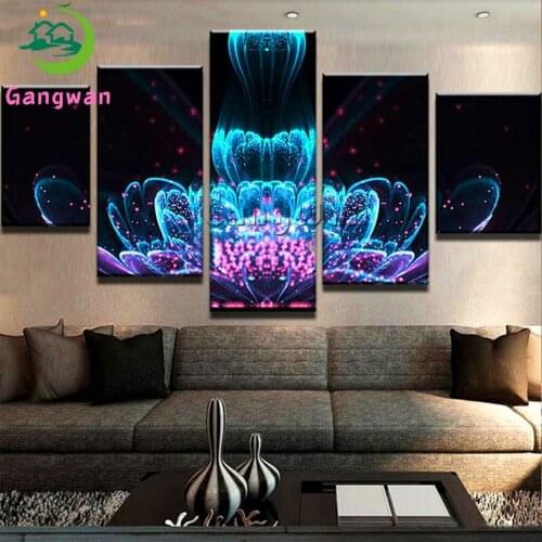 5 pcs diy Diamond Painting Cross Stitch Abstract Flower Fantasy Art square round Diamond Mosaic Datura flowers Embroidery decor
