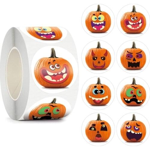 50-500pcs Halloween Party Gifts Stickers Pumpkin for Halloween party description Halloween pumpkin stickers 1inch Round