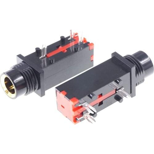 500pcs 0.250" 6.35mm stereo phone Jack female Headphone Connector 3 conductor 3 contact right angle through hole Solder