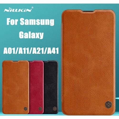 A01 A11 A21 A41 Case Cover NILLKIN Vintage Qin Flip Cover wallet PU leather + PC For Samsung Galaxy A01 A11 A21 A41