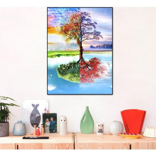 Abstract Colorful Trees Painting Posters and Prints Modern Landscape Canvas Wall Art Picture For Living Room Home Decoration